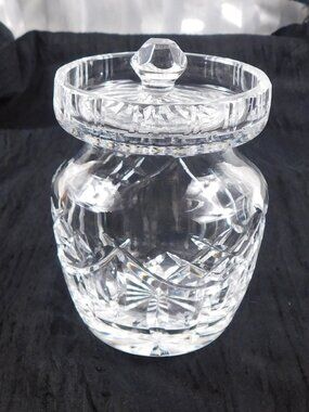Waterford Cut Crystal Honey Pot or Jelly Jar with Lid # 26926